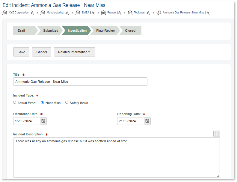 screenshot of EHS SmartStart